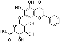 Baicalin, Baicalein 7-O-glucuronide, 5,6-Dihydroxy-4-oxygen-2-phenyl-4H-1-benzopyran-7-beta-D-glucopyranose acid, CAS #: 21967-41-9